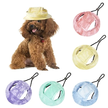 Солнцезащитные козырьки для собак, Регулируемая уличная шляпа для защиты от ультрафиолета, Дышащая летняя кепка с отверстием для ушей для маленьких и крупных собак 5