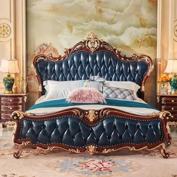 Спальня Современная Эстетичная Кровать Деревянная Nordic Twin King Size Кровать Из Натуральной Кожи Роскошная Мебель Для Дома Letto Matrimonialev 7