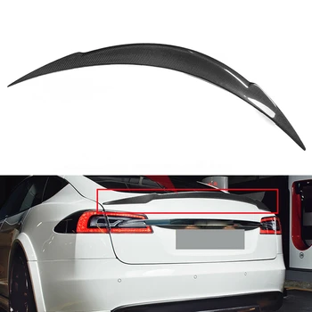 Спойлер заднего багажника из углеродного волокна, Крыло, Накладка на откидную крышку багажника, Разветвитель крышки для седана Tesla Model S 2012-2019 V Style