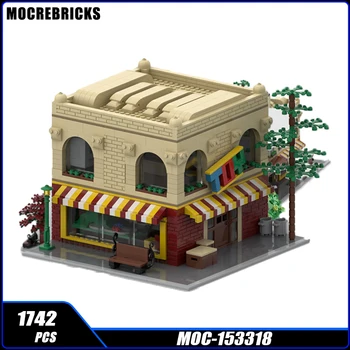 Средневековая серия, Модульный магазин игрушек, Уличный строительный блок, Модель DIY MOC-153318, Коллекция экспертов, головоломка высокой сложности для кирпича
