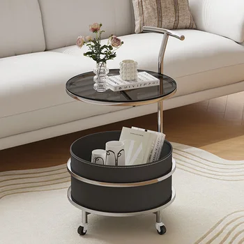 Стеклянный Маленький приставной столик с круглым акцентом, Минималистичные мобильные телефоны, Угловые прихожие, Мини-прикроватный столик, Чайный диван, Вспомогательная гостиничная мебель Mesa 5