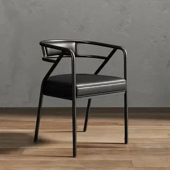 Стулья с черными подушками Для столовой на открытом воздухе из металлической кожи Nordic Chair Single Sillas De Comedor De Leather Y Современная мебель Йерро 4