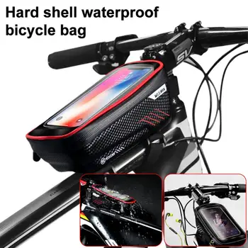 Сумка для верховой езды из водонепроницаемой искусственной кожи, снаряжение для верховой езды, передняя сумка для велосипеда, сенсорный экран, Велосипедный пакет объемом 1 л, посылка для мобильного телефона 12