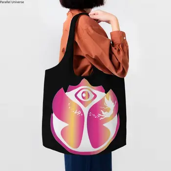 Сумки для покупок Tomorrowlands Grocery, холщовая сумка через плечо, прочная сумка для электронной танцевальной музыки большой емкости
