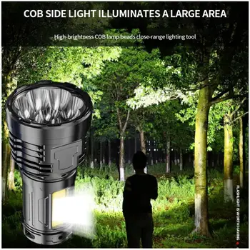 Супер яркий фонарик, 8 светодиодов + 1 COB, ультра Мощный светодиодный фонарик, перезаряжаемый боковой фонарь COB, 5 режимов приключений на свежем воздухе 13