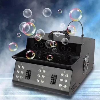 Сценическая противотуманная машина с пузырьками и 18 светодиодными лампами DMX Bubble Machine, дымовая машина-туманообразователь; Большая противотуманная машина с двойными колесами