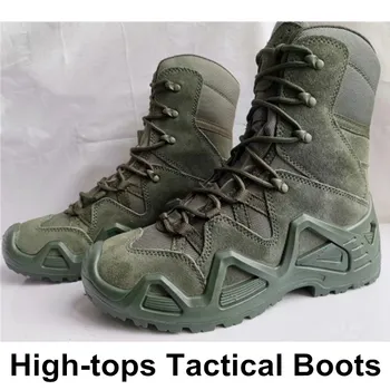 Тактические ботинки, мужская походная спортивная обувь, нескользящие водонепроницаемые тренировочные армейские ботинки для пустыни с низким и высоким берцем, Армейская обувь 8