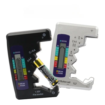 Тестер заряда ЖК-дисплея AA/AAA/9V/1.5 V Детектор проверки емкости аккумулятора с кнопочным элементом, Цифровой инструмент диагностики емкости 13