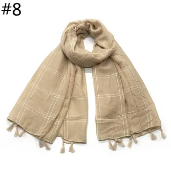 Трансграничный Amazon, Новый хлопковый кулон с лентой в крупную клетку, модный шарф, женская шаль оптом 11
