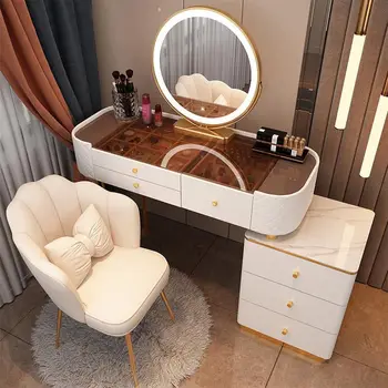 Туалетный столик в скандинавском стиле для макияжа, Белое зеркало, туалетный столик, комоды, комод для спальни, Легкий туалетный столик, Роскошный стол, Мебель для спальни