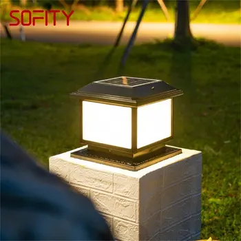 Уличная Солнечная лампа-столб, настенные светильники с дистанционным управлением, Водонепроницаемые IP65, Современные светодиодные для домашнего сада 1