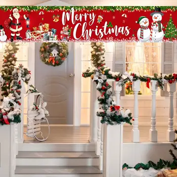 Уличное рождественское украшение, Многоразовые баннеры с Рождеством, Праздничные принты в подарочной коробке с Санта-Снеговиком для праздника в помещении/на открытом воздухе 13
