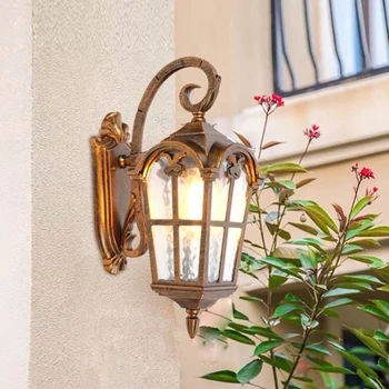 Уличный водонепроницаемый настенный светильник в европейском стиле, ворота садовой виллы, Открытый балкон во внутреннем дворе, Наружный настенный светильник, Ретро-светильник 12