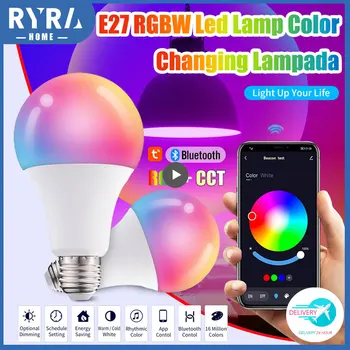 Умная светодиодная лампа Tuya 10 Вт Bluetooth-совместимая лампа E27 RGBW Светодиодная лампа, Меняющая цвет, Лампада RGB + CCT Decor Home AC85-265V 16