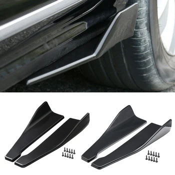 Универсальный 48-сантиметровый удлинитель боковой юбки автомобиля, бампер, спойлер, сплиттер, защита от царапин для Audi BMW E90, VW Golf, карбоновое волокно, черный 9
