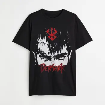 Футболка Berserk, мужская футболка в стиле хип-хоп, Крутая футболка с изображением Манги, японского Аниме, Женская Хлопковая Повседневная футболка Harajuku 2