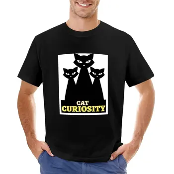 Футболка Cat Curiosity, корейская модная футболка blondie, дизайнерская футболка для мужчин 1