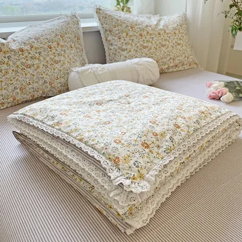 Хлопковое одеяло с кондиционером, Машинная стирка, Летнее тонкое одеяло в стиле принцессы для двоих, Маленькие цветочные фрагменты 11