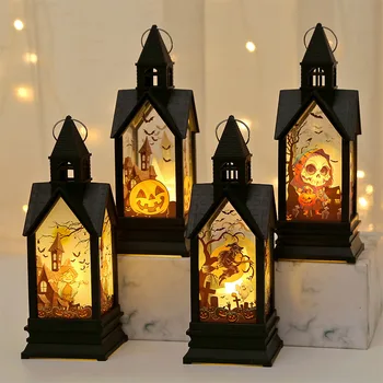 Хэллоуин Светодиодный подвесной фонарь в виде тыквы, призрачная лампа, свеча, украшения для дома для вечеринки в честь Хэллоуина, реквизит для ужасов в Хант-хаусе 20
