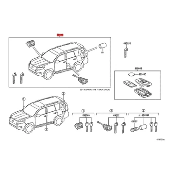 Цилиндр замка зажигания автомобиля с 2 ключами Цилиндр дверного замка в сборе для Toyota Land Cruiser Prado 2010-2019 2