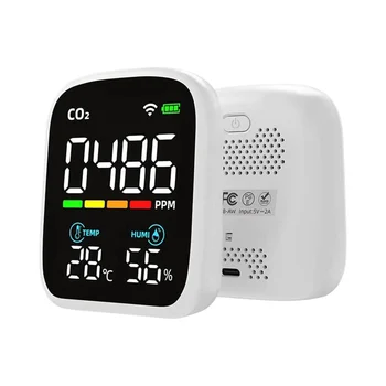 Цифровой детектор CO2, монитор высокого уровня CO2, влажность, температура, тестер качества воздуха, портативный детектор углекислого газа 10