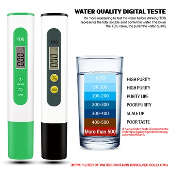Цифровой тестер воды TDS Meter 0-9990ppm Анализатор качества питьевой воды Монитор фильтра Экспресс-тест Аквариум Гидропоника Бассейны 18