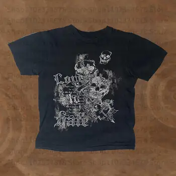 Черные детские футболки в готическом стиле в стиле панк, винтажные уличные женские футболки с буквенным принтом, Эстетическая футболка в стиле гранж, одежда в стиле Y2k, облегающие топы для девочек-эмо. 2