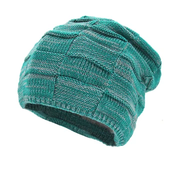 Шапка-бини для мужчин и женщин, зимние теплые шапки, Вязаная толстая кепка с напуском, с черепом 13