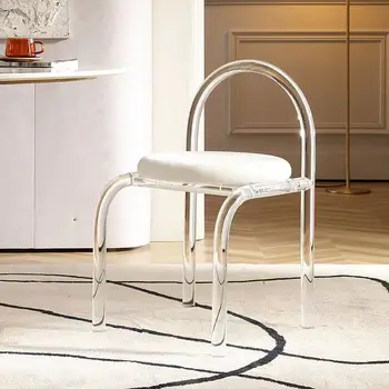 Шесть цветов Хрустальный стул для макияжа Современная Акриловая мебель Уникальный обеденный стул для отдыха Прозрачные предметы домашнего обихода 12