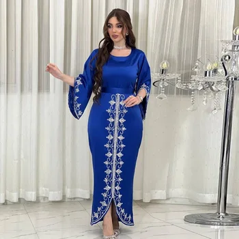 Элегантное вечернее платье для мусульманских женщин, роскошная мусульманская одежда с бриллиантами, Джалабия Рамадан, Дубай, абая, ислам, Марокканские кафтаны, платья из Турции 12