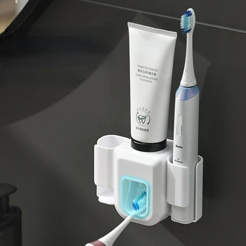 Электрический держатель для зубной щетки, Настенный Органайзер для зубных щеток с двойным отверстием, Подставка для зубных щеток, Щеткодержатель, Аксессуары для ванной комнаты 6