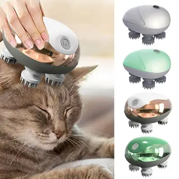 Электрический массажер для кошек Мягкий Регулируемый Ручной Электрический массажер для кожи головы, уход за телом, расслабление плеча, ноги, руки, шеи, товары для домашних животных 14