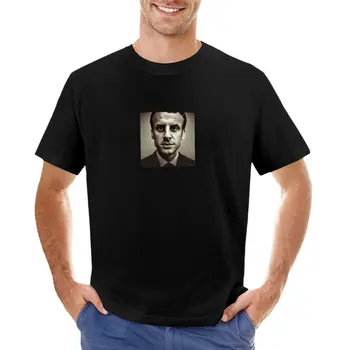 Эммануэль Макрон, французский лидер (черно-белый портрет), Футболки на заказ, футболки спортивных болельщиков, мужская одежда 19