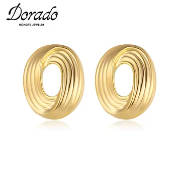 Эффектная бижутерия Dorado, высококачественные выдалбливаемые круглые серьги-гвоздики для женщин, Металлические аксессуары золотого цвета, подарки для вечеринок, Brincos 7