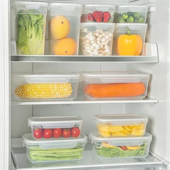 Ящик для хранения свежих продуктов в холодильнике Кухонные принадлежности для хранения Микроволновая духовка Влагонепроницаемый уплотнитель с крышкой Ящик для хранения банок Коробки 10